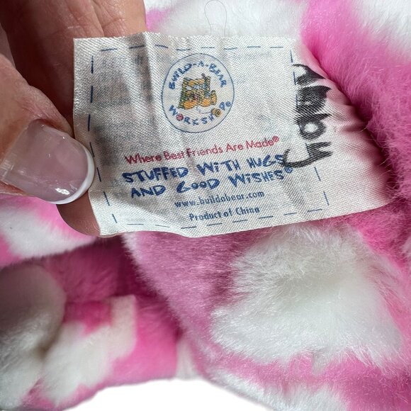 Build A Bear Hug Me Pink White Hearts Teddy Magnetic Paws BAB Plush Stuffed Toy - Picture 9 of 9